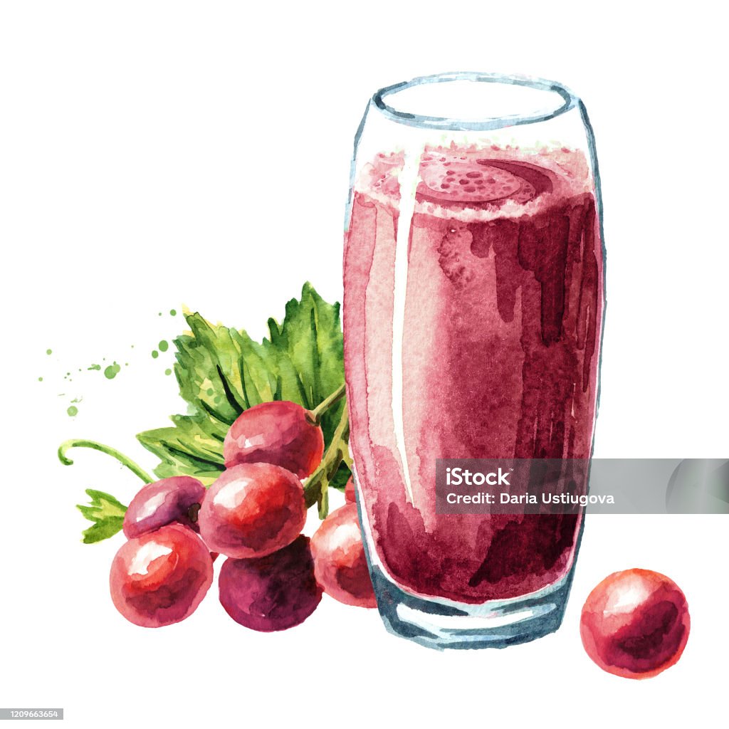 Ly Nước Ép Nho Đỏ Vẽ Tay Màu Nước Hình Minh Họa Ngang Được Cách Ly ...