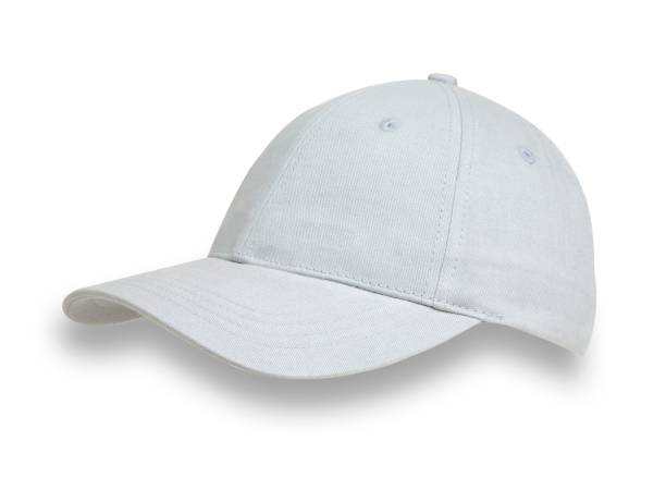 istock Light blue baseball cap, shot from the side, isolated on white with a drop shadow. 1209664368