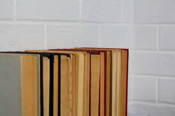 istock A stack of old books. Bookstore, library, bookshelf. Vintage, retro, antique.  Study, education, school, University. Literature, history, science. Books against a white brick wall. 1209667851