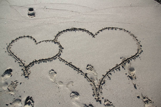 istock two hearts painted in the sand 1209668682