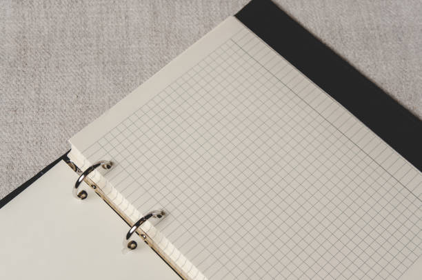 istock Notebook with pages in a cell. Blank page of open notebook 1209671213