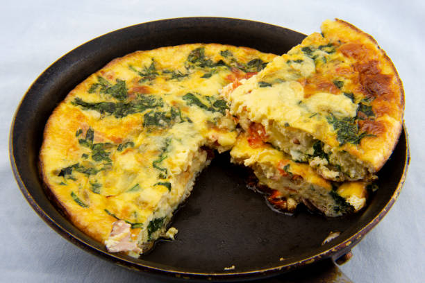 istock Frittata made of eggs, bacon and spinach 1209671341