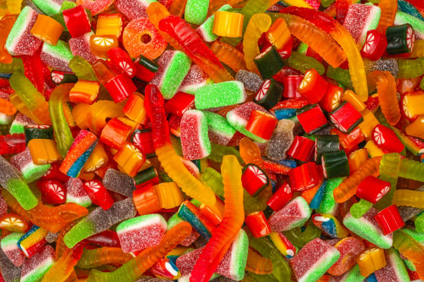 istock Assorted gummy candies. Top view. Jelly  sweets background. 1209672015