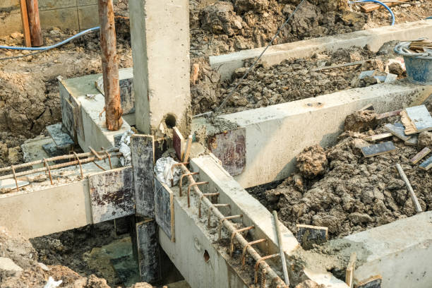 istock foundation pillar making joint concrete for reinforce structure out door site. No people 1209675629