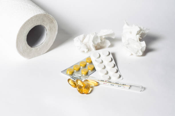 istock Medicines on a white background. Thermometer for measuring temperature 1209678297