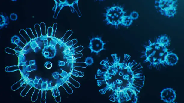 Photo of Coronavirus outbreak. Pathogen affecting the respiratory tract. COVID-19 infection. Concept of a pandemic, viral infection. Coronavirus inside a human. Viral infection causing chronic disease. 3D illustration