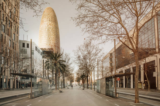 Barcelona sunrise at the street