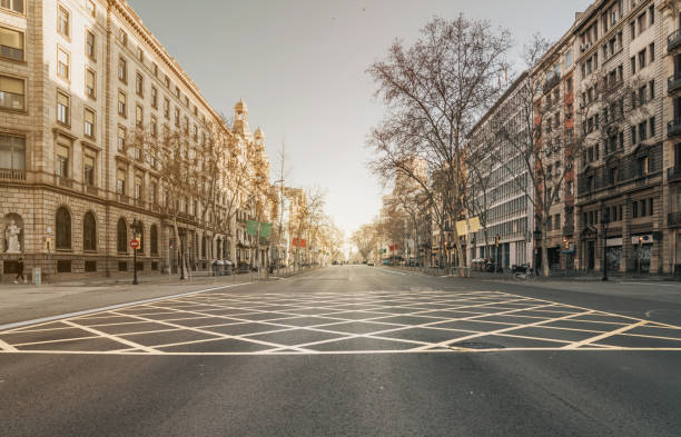 Barcelona sunrise at the street
