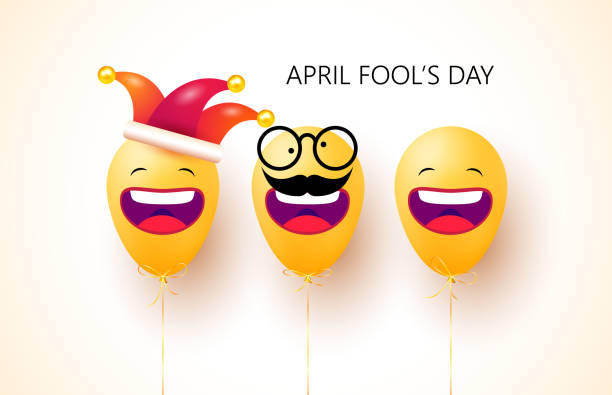 April fool's day. Happy face emoji balloons with jester hat and funny glasses. 1 April fools day. Celebration vector illustration for your design. Background design concept. Vector Illustration April fool's day. Happy face emoji balloons with jester hat and funny glasses. 1 April fools day. Celebration vector illustration for your design. Background design concept. Vector Illustration fool stock illustrations