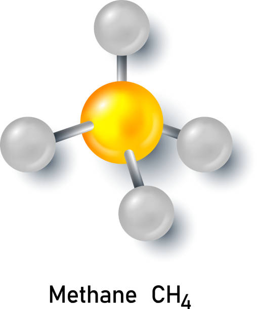 illustrazioni stock, clip art, cartoni animati e icone di tendenza di illustrazione vettoriale della molecola di metano. ch4. design 3d - hydrogen molecule white molecular structure