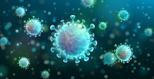 vektor des coronavirus 2019-ncov und virushintergrund mit krankheitszellen. covid-19 corona-virus brechenund und pandemie medizinische segesundheitsrisiko konzept. vektor-illustration eps 10 - erkältung stock-grafiken, -clipart, -cartoons und -symbole