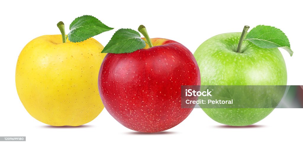 Three Color Apple's Three Multi Colored Apples Isolated On White Background With Clipping ...