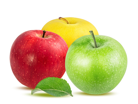 Three Color Apple's Three Multi Colored Apples Isolated On White Background With Clipping ...