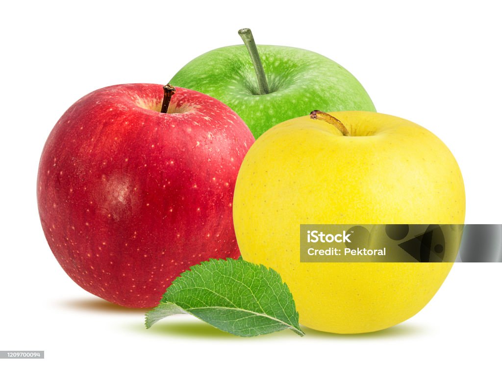 Three Color Apple's Three Multi Colored Apples Isolated On White Background With Clipping ...