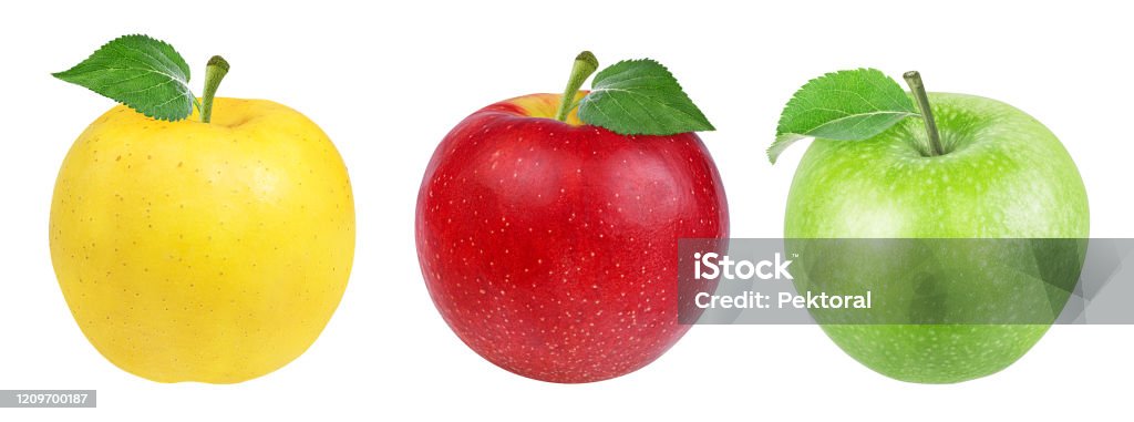 Three Color Apple's Three Multi Colored Apples Isolated On White Background With Clipping ...