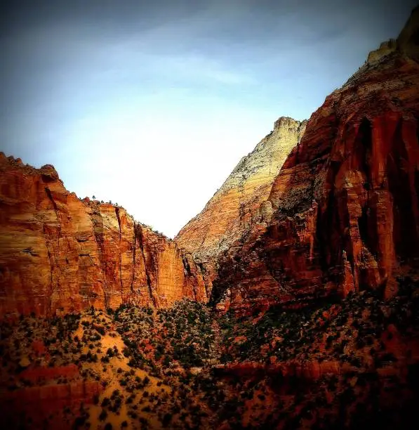 Photo of The Zion National Park as one of the most spectacular and popular national parks in the United States, Lomography