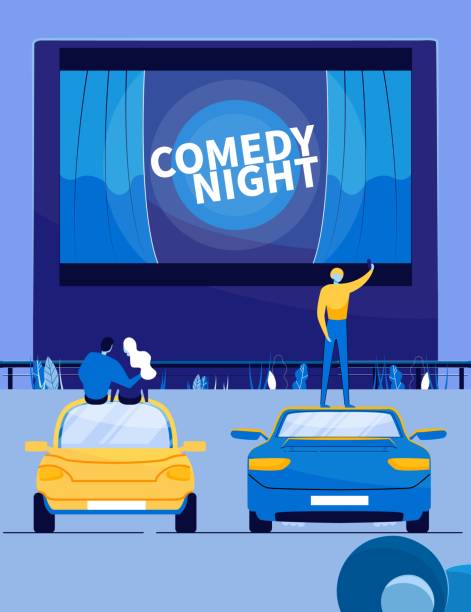 istock Comedy Movie Night in Open Air Cinema Car Theater. 1209711461