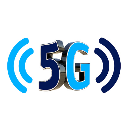 Symbol high-speed mobile internet connection, communication 5G wireless network with signal wifi, illustration isolate on white background. 3d rendering