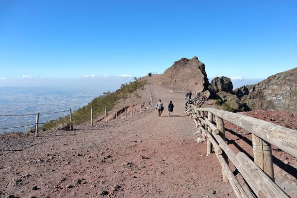 Vesuvius – Path on the edge of the crater stock photo