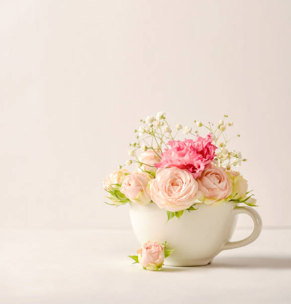 istock Bouquet of roses in a cup 1209714990