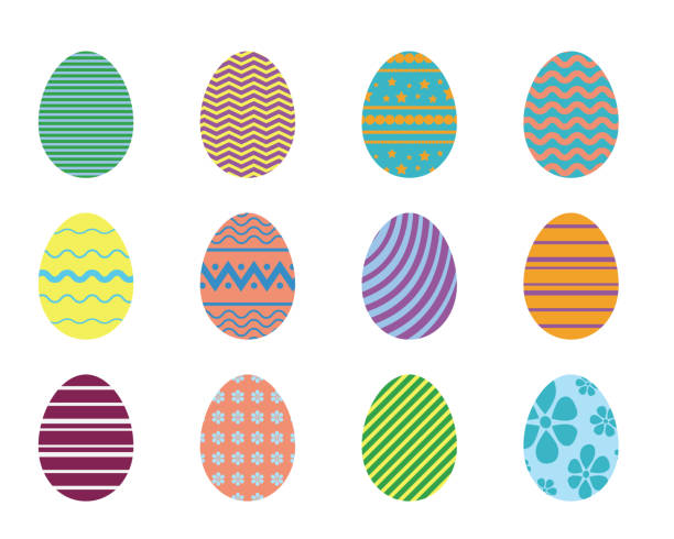 ilustrações de stock, clip art, desenhos animados e ícones de easter eggs collection with simple geometric patterns - easter egg illustrations