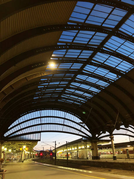istock Railway Station and Empty Platform in UK at Dusk 1209731620