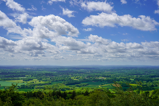 Cloudy countryside views in the south of England on a bright summers day
