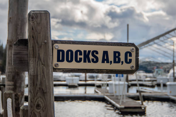 istock Dock A B C Sign near a harbor 1209733995