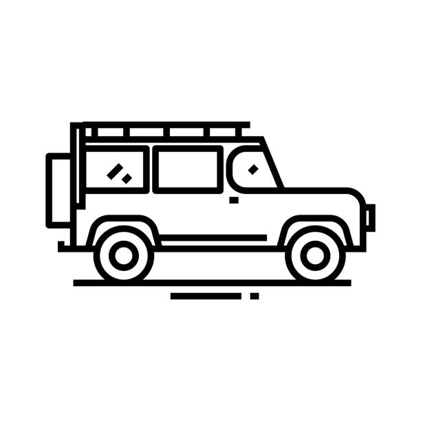 illustrazioni stock, clip art, cartoni animati e icone di tendenza di icona della linea guida, simbolo concettuale, illustrazione vettoriale del contorno, simbolo lineare - car silhouette land vehicle sports utility vehicle