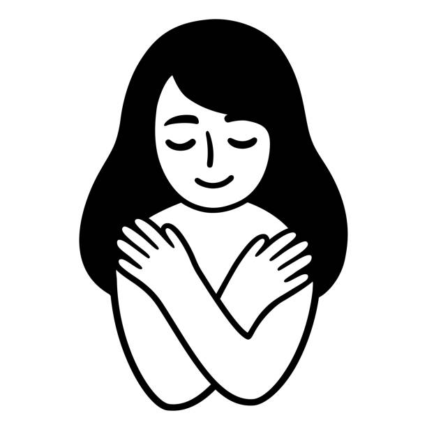 dziewczyna przytulanie się - wdzięczność ilustracje stock illustrations