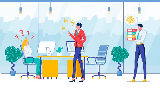 Boss Riaction Work Error Boss Reaction Flat Vector Illustration Stock Illustration ...