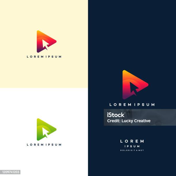 Modern Play With Cursor Symbol Logo Template Digital Play Logo Template Designs Stock Illustration - Download Image Now