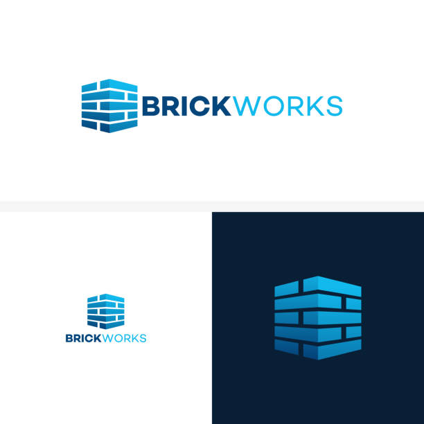 Modern Flat Brick , Brick Work simple modern  template Modern Flat Brick , Brick Work simple modern  template brick house isolated stock illustrations