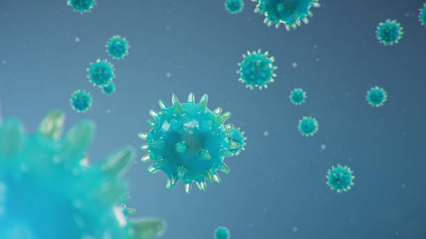 ausbruch der chinesischen influenza - genannt ein coronavirus oder 2019-ncov, die sich auf der ganzen welt ausgebreitet hat. gefahr einer pandemie, epidemie der menschheit. nahaufnahmevirus unter dem mikroskop. 3d-illustration - dna epidemiology patient science stock-fotos und bilder