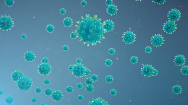 ausbruch der chinesischen influenza - genannt ein coronavirus oder 2019-ncov, die sich auf der ganzen welt ausgebreitet hat. gefahr einer pandemie, epidemie der menschheit. nahaufnahmevirus unter dem mikroskop. 3d-illustration - dna epidemiology patient science stock-fotos und bilder