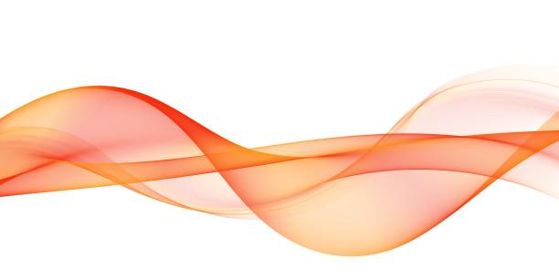 Abstract smooth color wave . Curve flow orange motion illustration