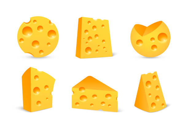 ilustrações de stock, clip art, desenhos animados e ícones de cheese icon set in realistic style isolated - cheese food swiss cheese dairy product