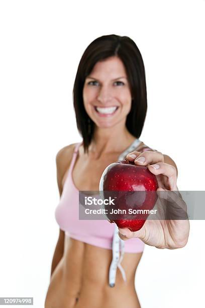Woman Holding Apple Selective Focus Stock Photo - Download Image Now - 20-29 Years, Adult, Adults Only