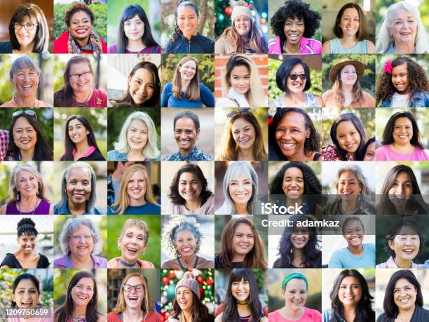 Faces Of Women Stock Photo - Download Image Now - Only Women, Multiracial Group, Group Of People