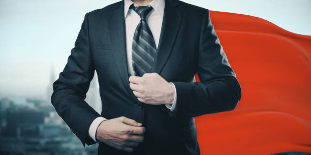 istock Businessman with superhero cape 1209750775