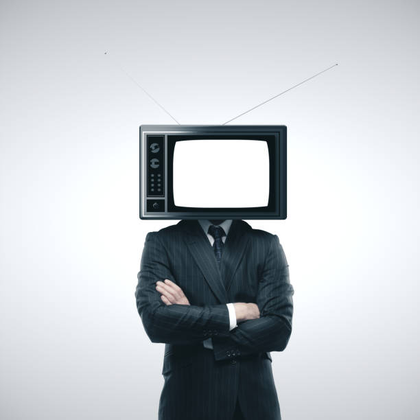 istock Businessman with old TV instead 1209751625