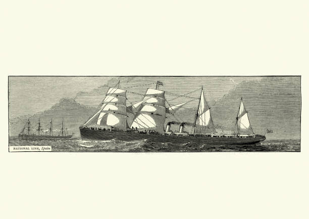 istock National Line steamship, SS Spain, 1870s, 19th Century 1209755680