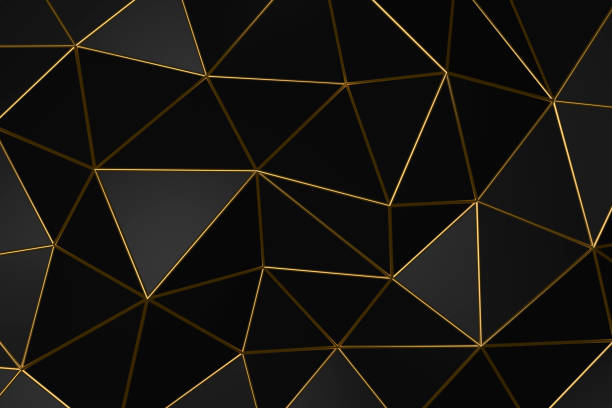 геометрический темный фон с золотыми складками - mosaic modern art triangle tile стоковые фото и изображения