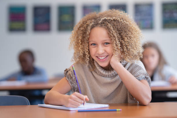 istock Confident elementary age girl in her classroom 1209763664