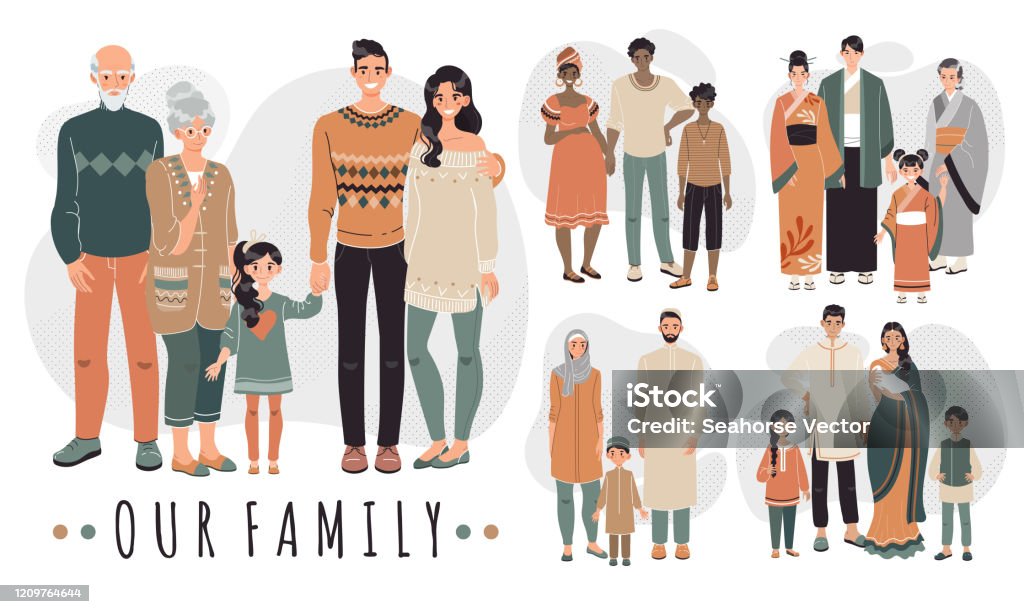 Ilustración de Familias De Diferentes Países Ilustraciones Vectoriales De  Personajes De Dibujos Animados y más Vectores Libres de Derechos de Familia  - iStock