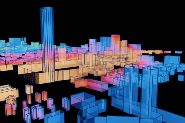 istock Hologram Building Wireframe city Futuristic Digital cityscape 3d rendering 1209791306