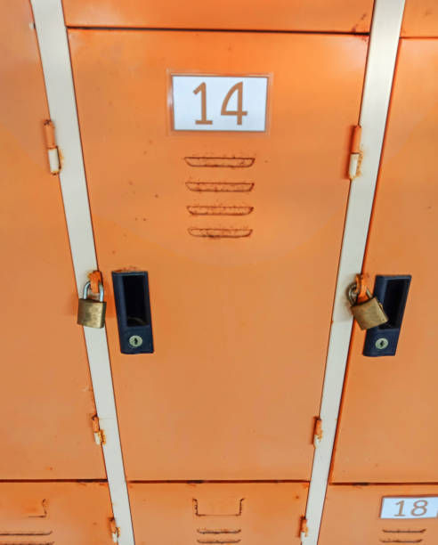 istock Locked Orange Locker no. 14 background 1209791538
