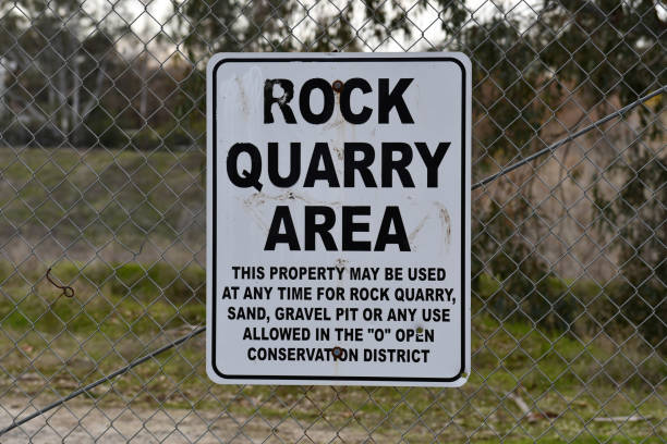 istock Rock quarry area private property sign 1209793464