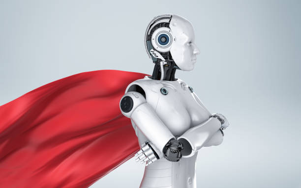 istock heroine cyborg with red cloak 1209793466
