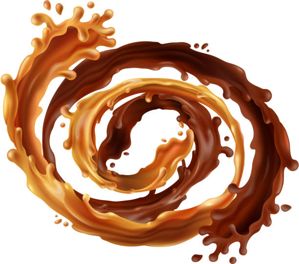 stockillustraties, clipart, cartoons en iconen met vector 3d realistische werveling van chocolade, karamel - caramel